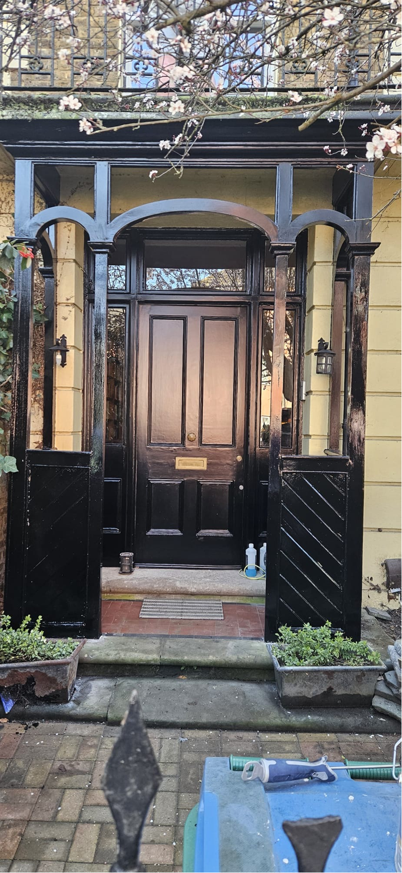 A freshly painted door