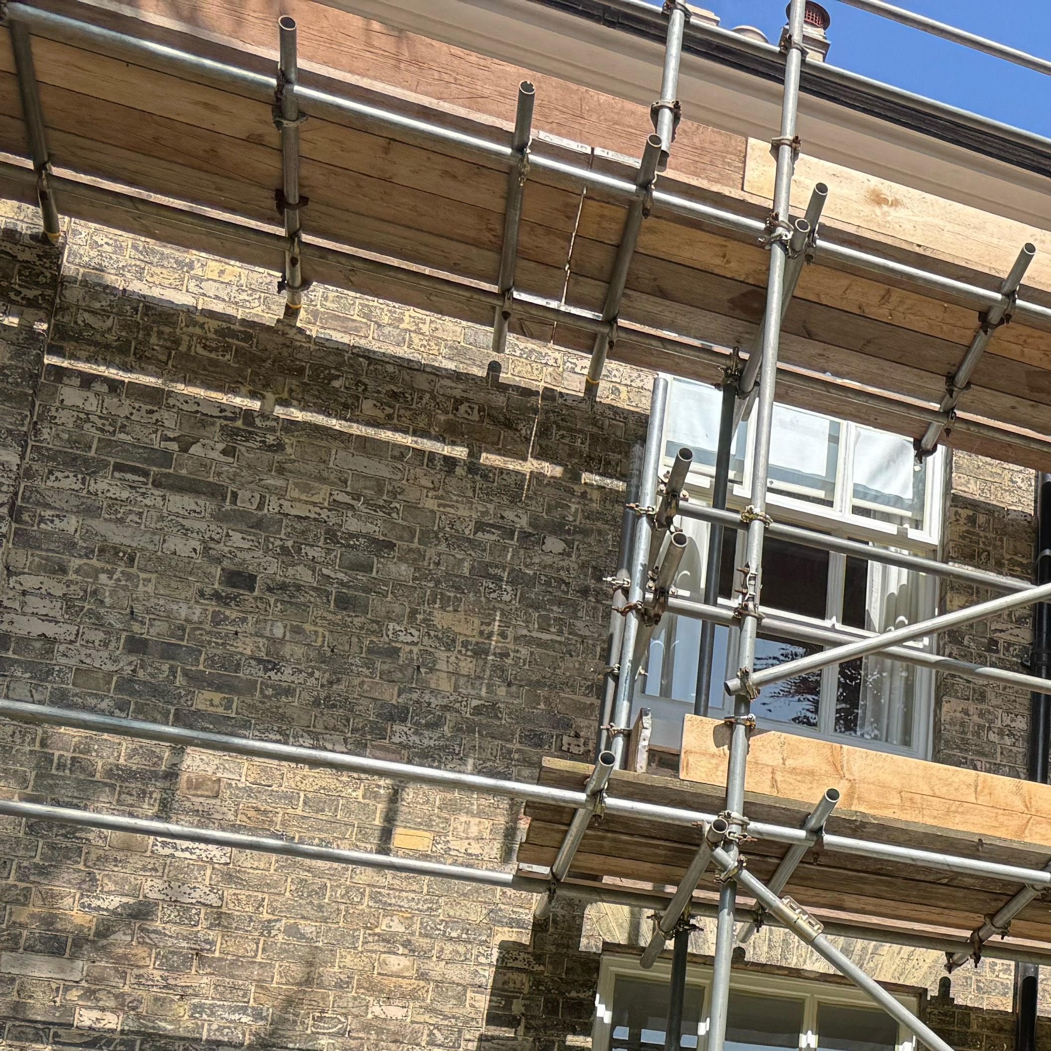 Scaffolding set up for exterior painting